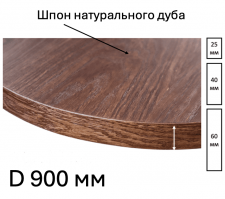 Шпонированная дубом столешница диаметром 900мм